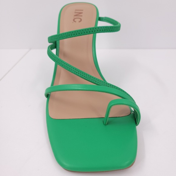 I.N.C INC Eiana Strappy Ankle Wedge Sandals Green Womens 10 M Flat Toe Ring NEW - Picture 7 of 16